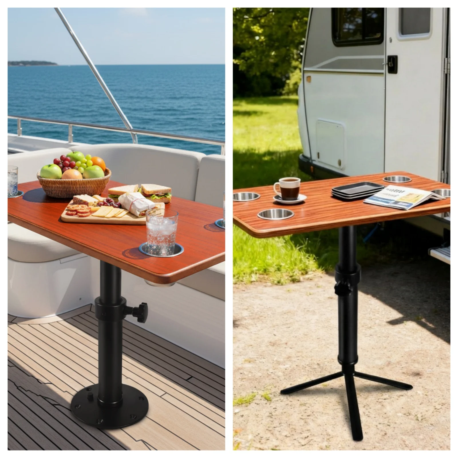 Verstellbares RV-Tischbein-System 18-27,5 Zoll – Sockel für Pontonboote, Wohnmobile, abnehmbare Marine-Basis mit Outdoor-Dreibein-Kit – Detail 5