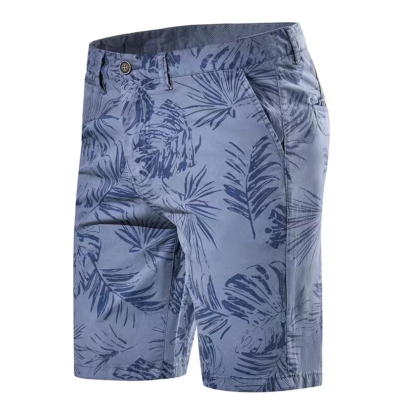 Men Shorts Summer Cotton Middle Waist Male Luxury Casual Business Men Shorts Printed Beach Stretch Chino Classic Fit Short Homme