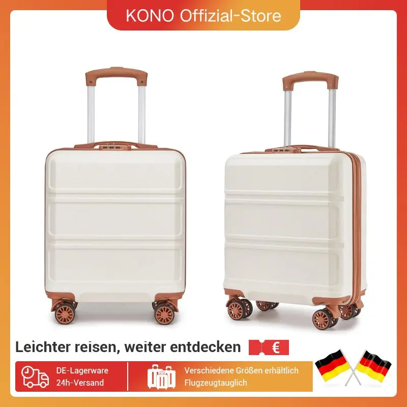 KONO 16 Inch Lightweight ABS Hard Case | hand luggage with Combination Lock 45x35x20cm-Suitable for Ryanair & easyJet suitcase