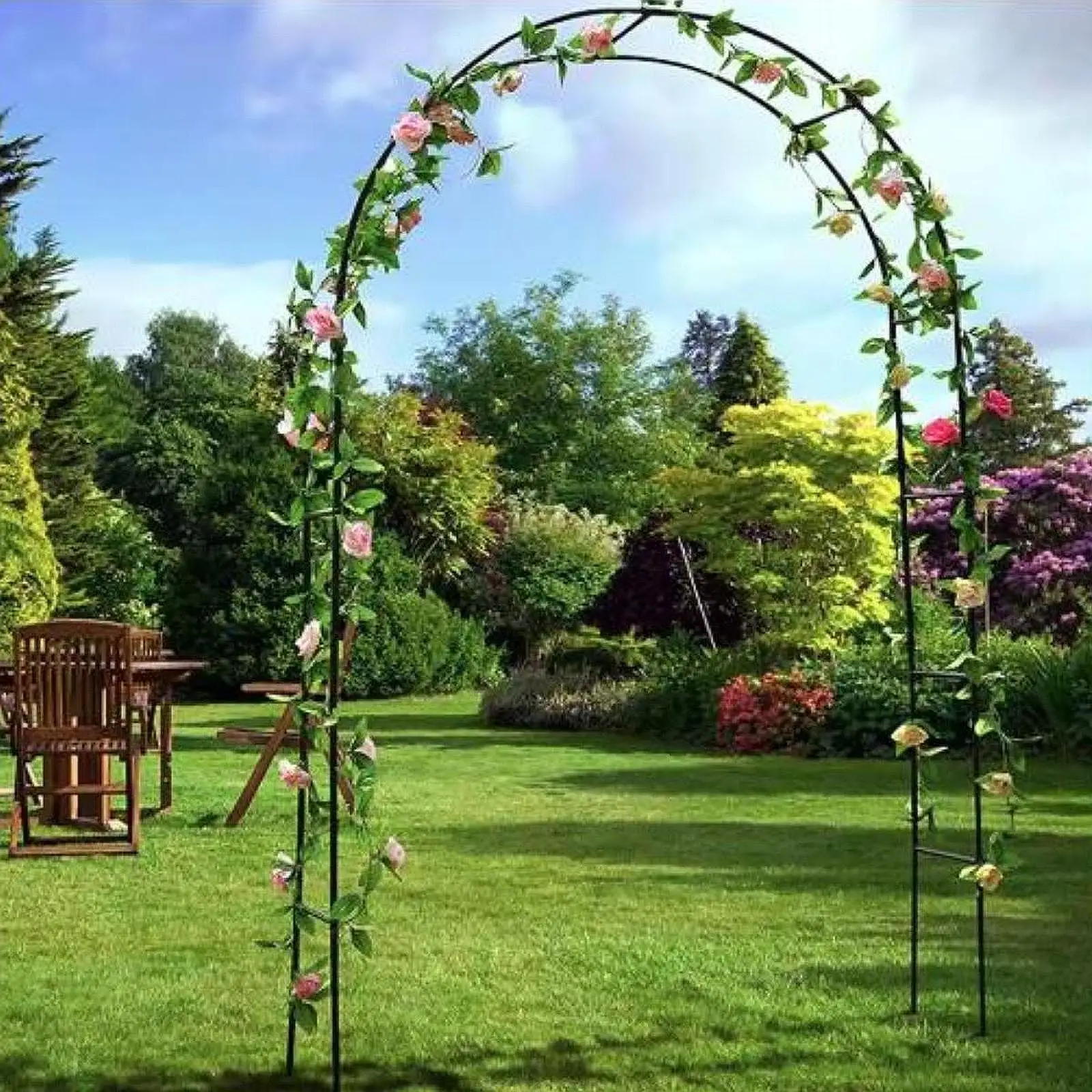 DIY Metal Garden Arch Trellis 240x140x38cm Flowers Frame Multipurpose for Roses Vines Bridal Party Decoration Sturdy