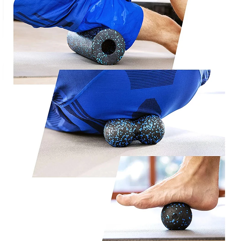 4 in 1 High Density Foam Roller Set Pilates Yoga Column Massage Fitness Balls for Leg Back Neck Pain and Muscle Exercise