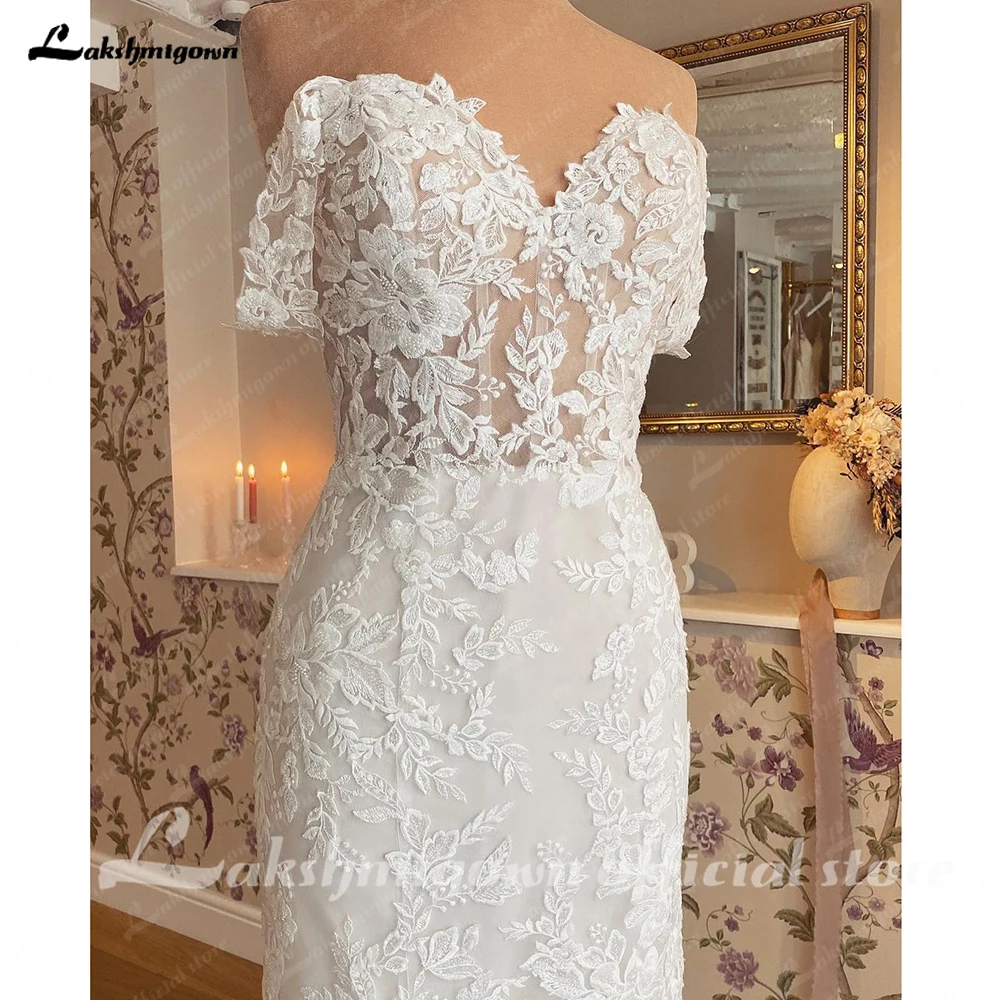 Lakshmigown Off-the-Shoulder Sweetheart Appliques Mermaid Wedding Dress Court Train Wedding Gowns for Bride Customized 4