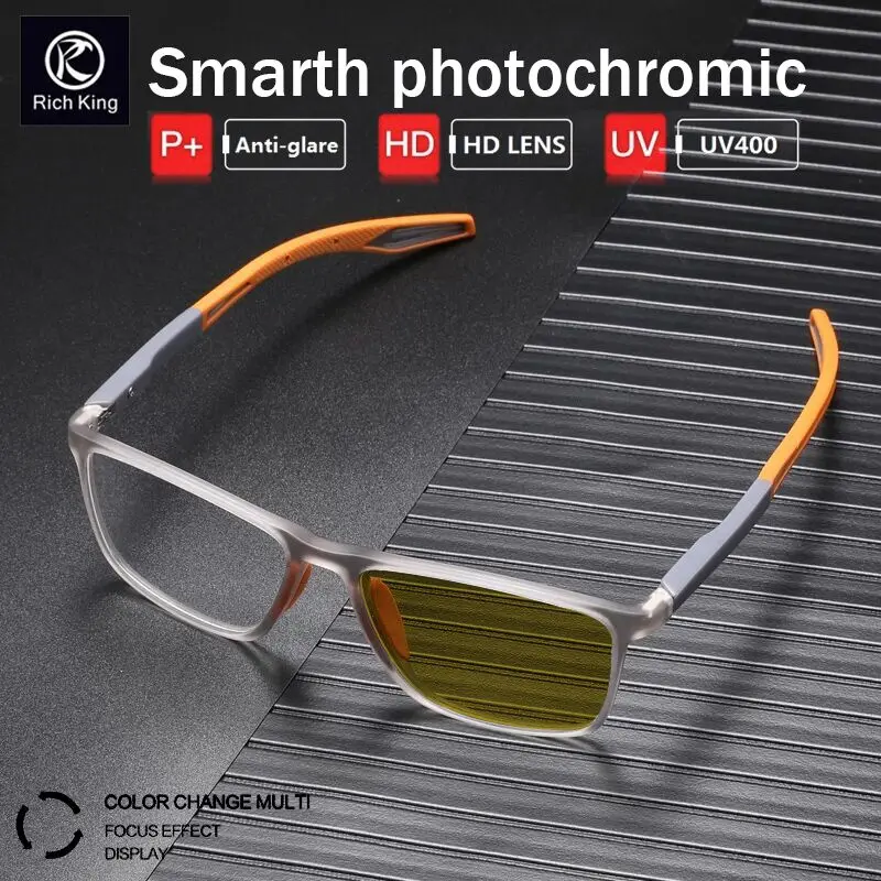 TransitionPhotochromicReadingGlassesMenUV400SunTR90Frame