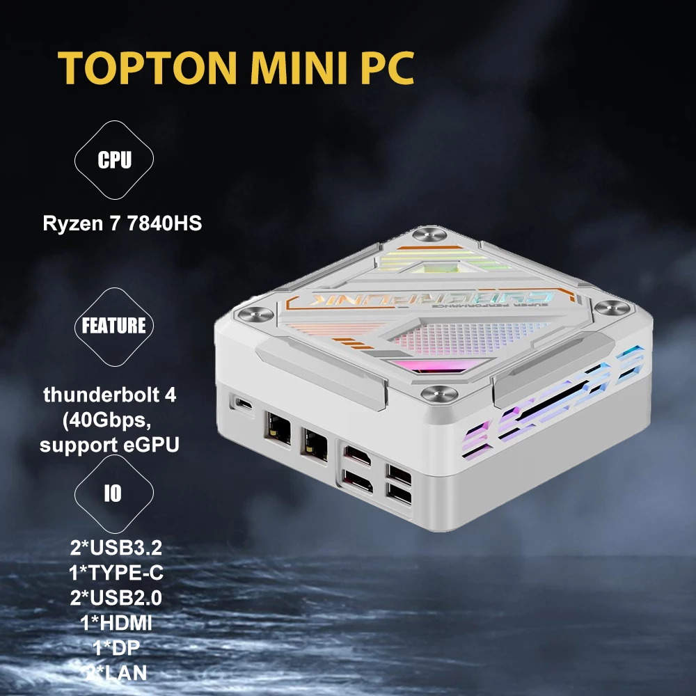 

Super Deal Mini PC AMD Ryzen 7 8845HS R7 7840HS Window 11 Pro 64GB DDR5 1TB PCIe4.0 Zen 4 Radeon 780M 1 x Thunderbolt 3(40Gbps)