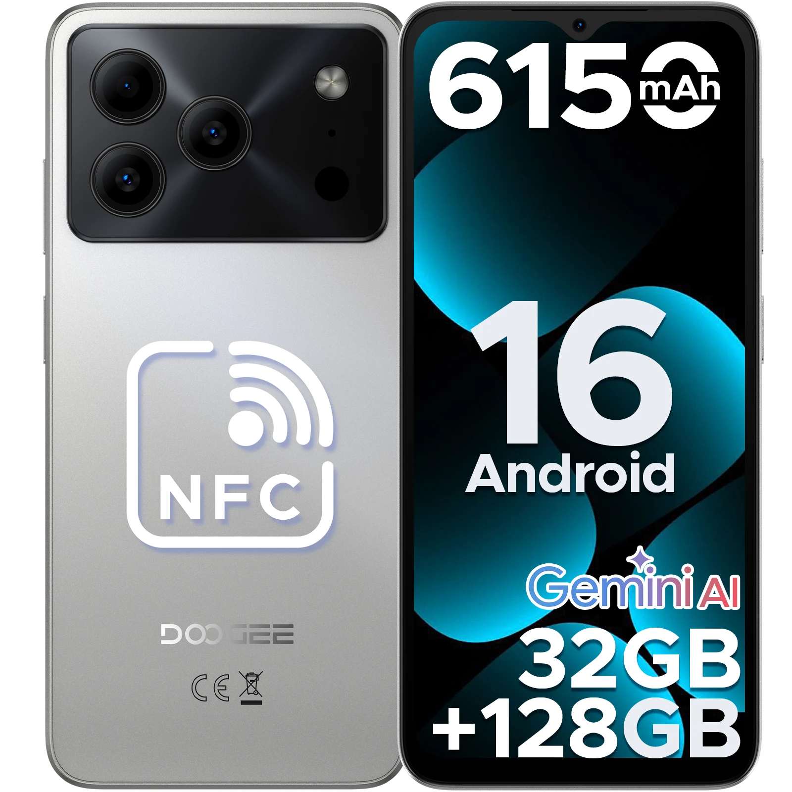 DOOGEE Note56 Pro Smartphone 32GB+128GB Android 16 6150mAh Battery