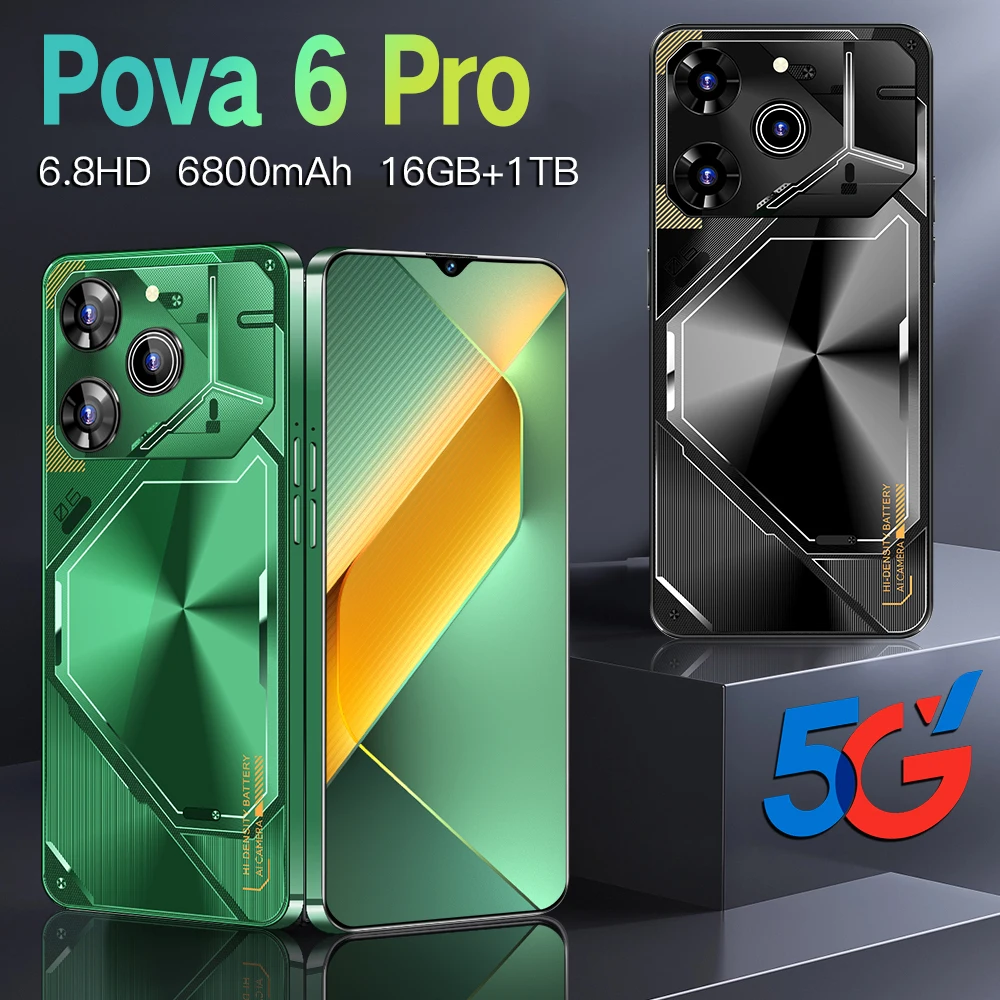 SMARTPHONE POVA 6 Pro, 5G, écran HD, double Celulares analogiques