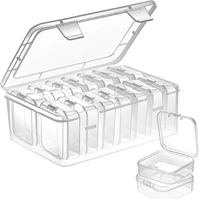 12 Pack Small Clear Plastic Beads Storage Containers Box with Hinged  Lid,Bead St