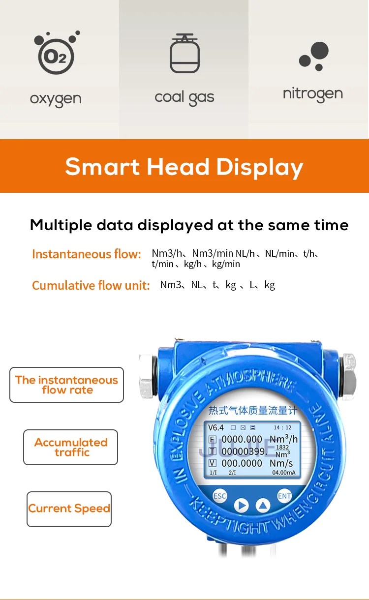Description Picture 6 of itemThermal Mass Flowmeter Flow Meters for Natural Gas Hydrogen Oxygen Nitrogen Compressed Air RS485 4-20mA
