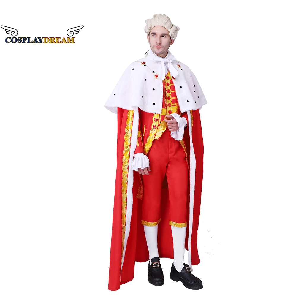 Renaissance Hamilton King Dress Trench Medievale Da Uomo Adulto Top Pants Cape Halloween Cosplay