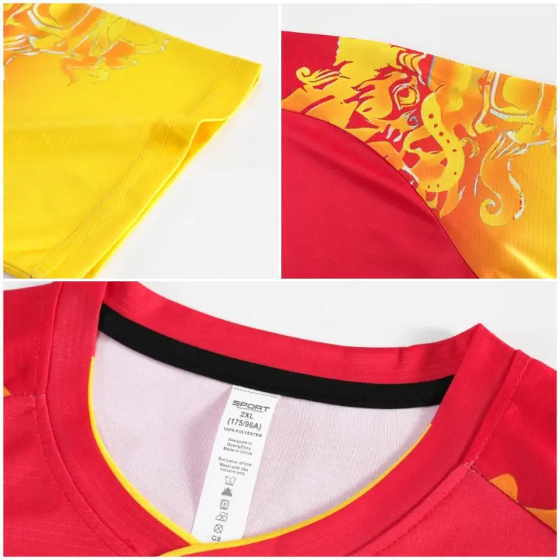 China Dragon Table Tennis Shirt Asian Pattern Badminton Shirt Men Women Child Training Ping Pong Clothes Game Clothes Red Blue