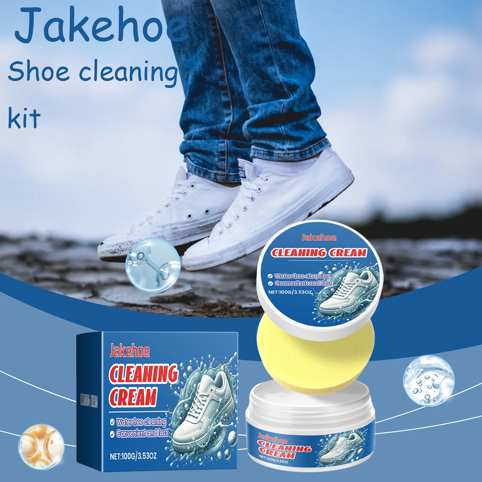 Jakehoe Sport Shoes Cleaning Cream Decontamination Remove Stubborn Stains Restore Whiteness Effective Water Free Cleaning Paste