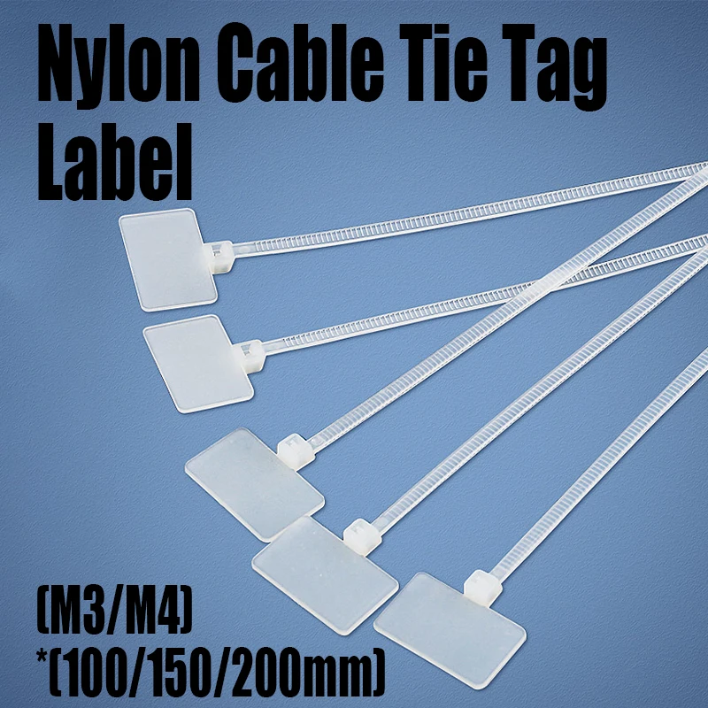 

20PCS (M3/M4)*(100/150/200mm) Nylon Cable Tie Tag Labels Plastic Loop Ties Markers Cable Tag Self-locking Zip Ties Fastener