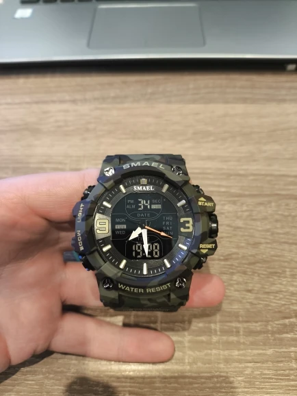 Relógios militares masculinos, relógio esportivo à prova d'água, despertador, tempo duplo, relógios de pulso digitais 8049b, relógios militares photo review