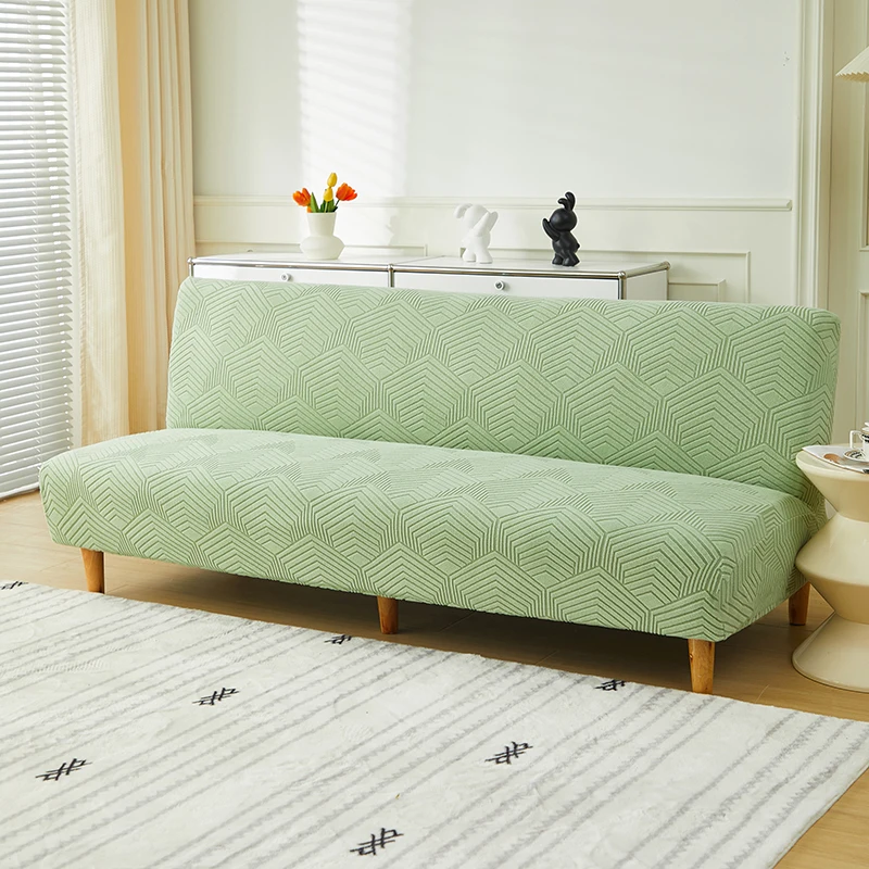 Four seasons Universal Solid Color Elastic Armless Sofa Bed Cover Foldable Three-dimensional Jacquard Sofa Cover