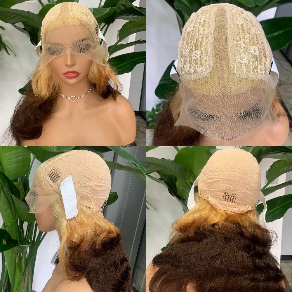 3 Tone Ombre Human Hair Wig Colored 613 Brown Body Wave Lace Wig Perruque Cheveux Humain T Part Lace Front Wig Brazilian On Pro