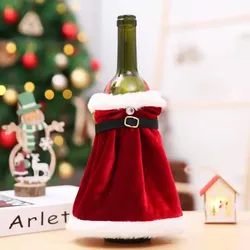 Festive Golden Velvet Wine Bottle Covers - Santa & Snowman Christmas Decor Sleeve Set (A - 02(22x21cm))