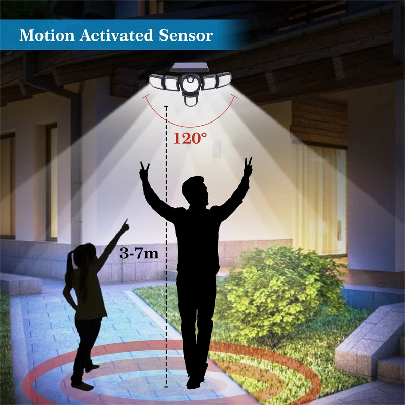 solar security light with motion sensor LED Solar Light Outdoor Wall Lights Multiple Heads Lamp With Motion Sensor Human Induction 3 Modes Spotlights Garden Lights solar ground lights