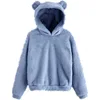 Autumn Winter Women's Hoodies Winter Women Long Sleeve Rabbit Ear Hood Sweatshirt Cute Plush Warm Casual Hoodie Tops 4