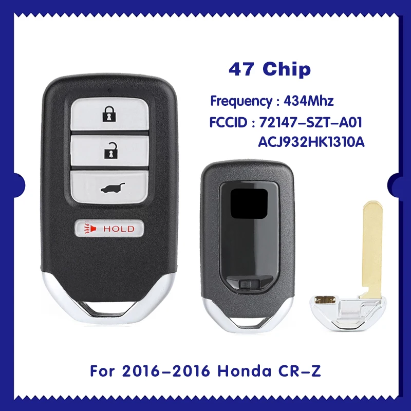 

Для 2016-2016 Honda CR-Z/4-кнопочный смарт-ключ 47Chip 434Mhz / PN: 72147-SZT-A01 / ACJ932HK1310A CN003150