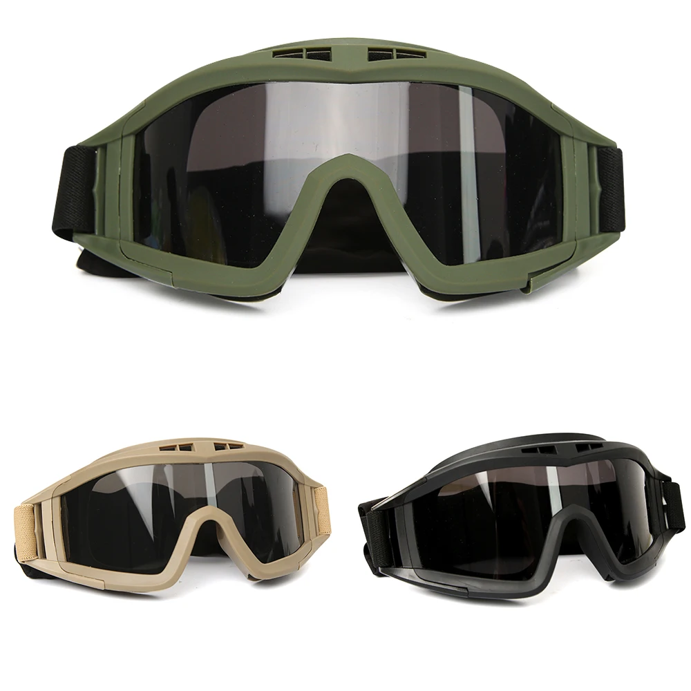 Tactical goggles JSJM 3 lens windproof dustproof for shooting motocross motorcycle mountaineering CS safe protection
