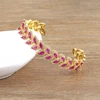 AIBEF Branch Leaf Shape Opening Adjustable Bracelet Decorative Jewelry Copper Cubic Zircon Ornaments Friend Woman Party Gift 1