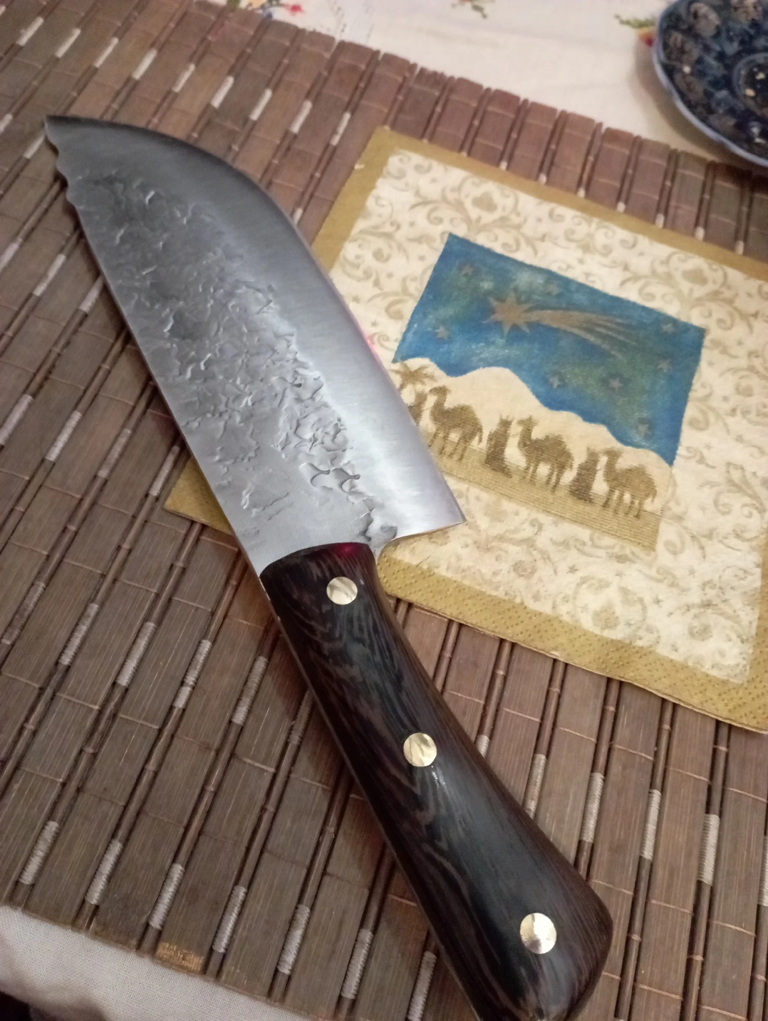 Faca de cozinha forjada artesanal de 8 polegadas, açougueiro, corte de carne, faca de chef chinês 5cr15, aço inoxidável photo review