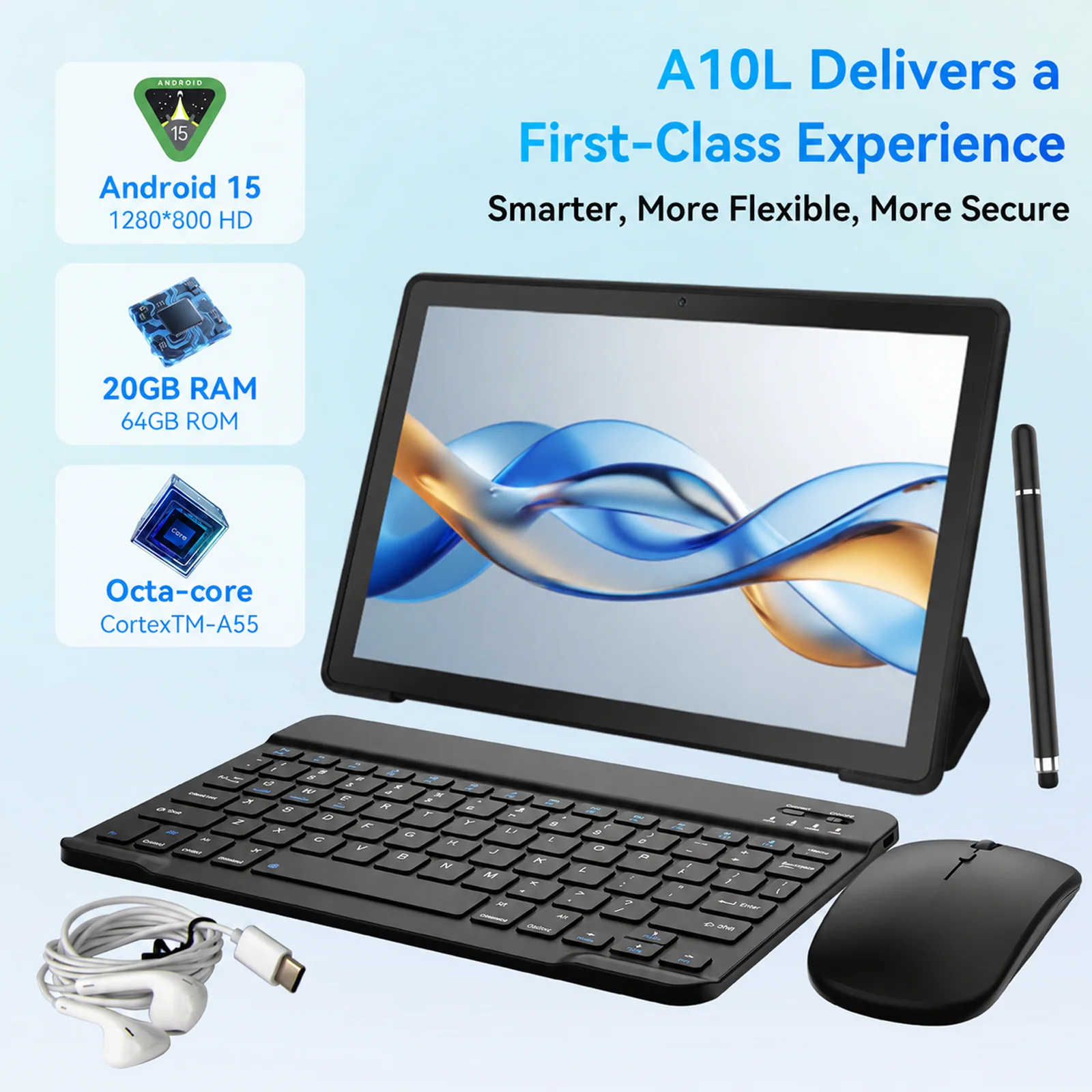 10.1 Inch Android 15 Tablet PC 24GB RAM 64GB ROM Octa Core Tablet with Widevine L1 WiFi Tablet for Students Back to School UK Stock