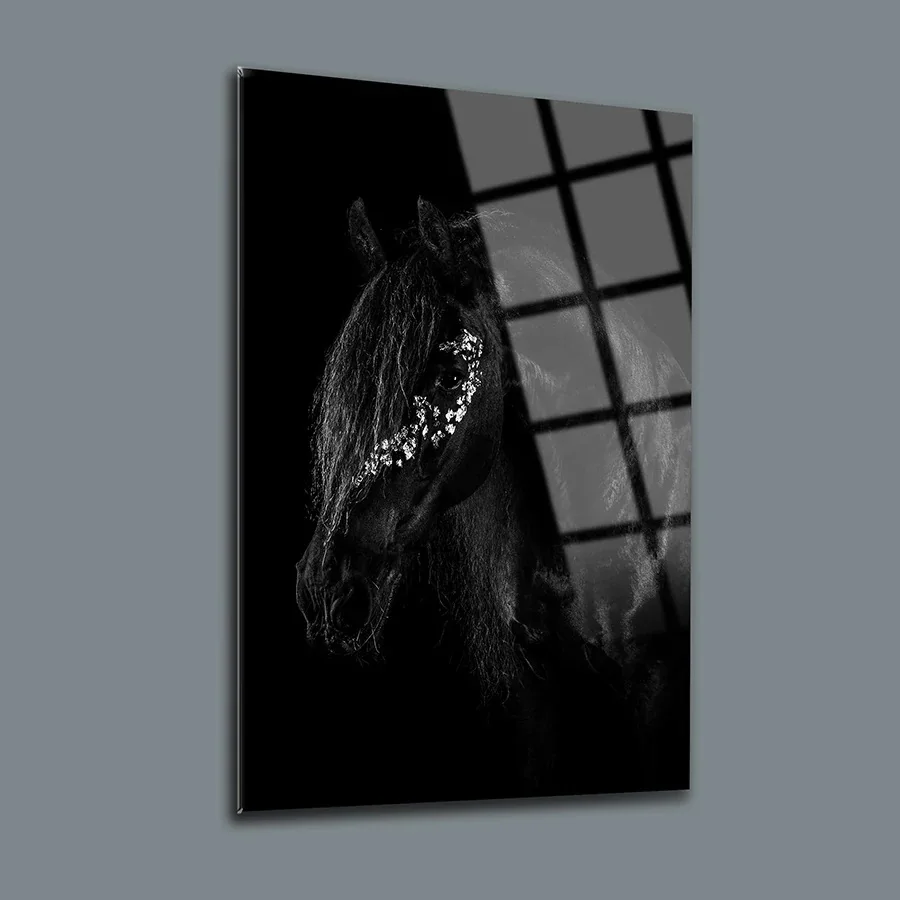 

Morgana Horse Decor, Glass Wall Art, Frameless Free Floating Tempered Glass Panel, Home Office Living Room Decoration,