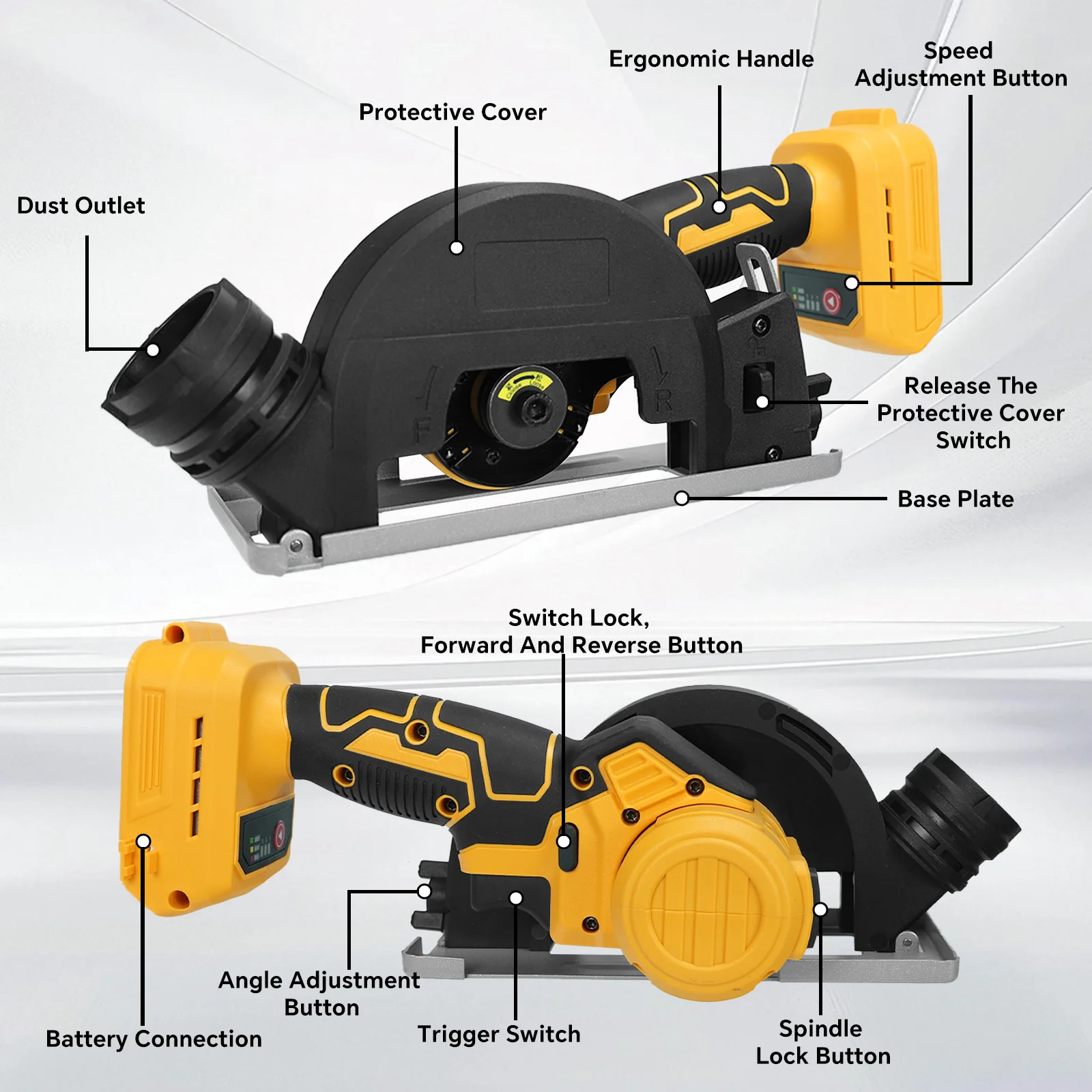 Brushless Electric Circular Saw 1000W 3 Speed Cordless Power Saw Wood Plastic Me