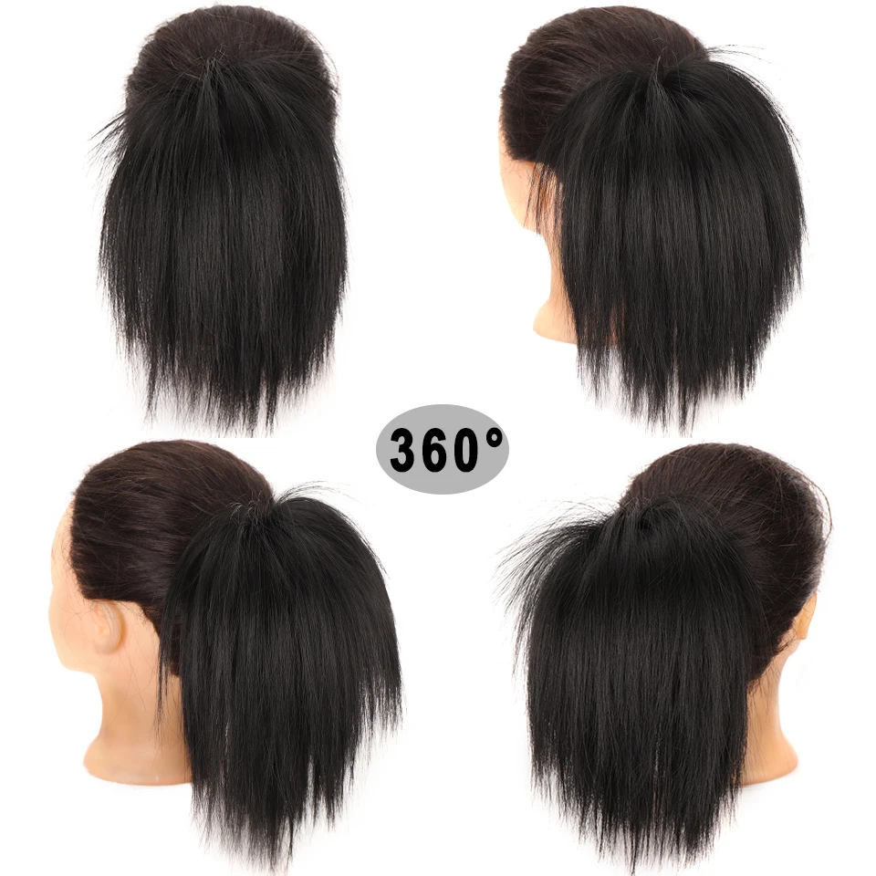 LUPU Synthetic High Elastic Rubber Band Messy Bun Fake Hair Straight Donut Scrunchie Chignon For Women Updo Hairpiece