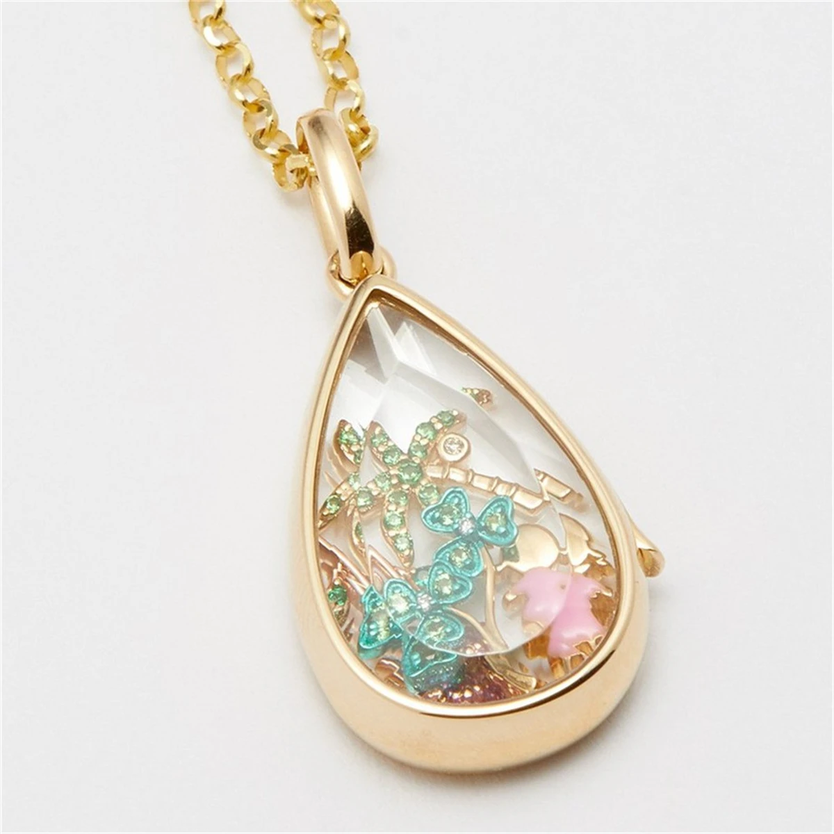 Adjustable Gold-Plated Water Drop Pendant with Collarbone Chain