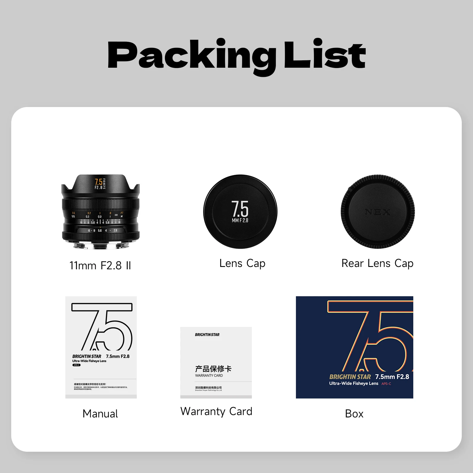 브라이트인 스타 7.5mm F2.8 IV APS-C 프레임 어안 초광각 렌즈 ( E, 니콘 Z, 캐논 EOS M, RF, 후지 X, 올림푸스 M43 MFT 용)