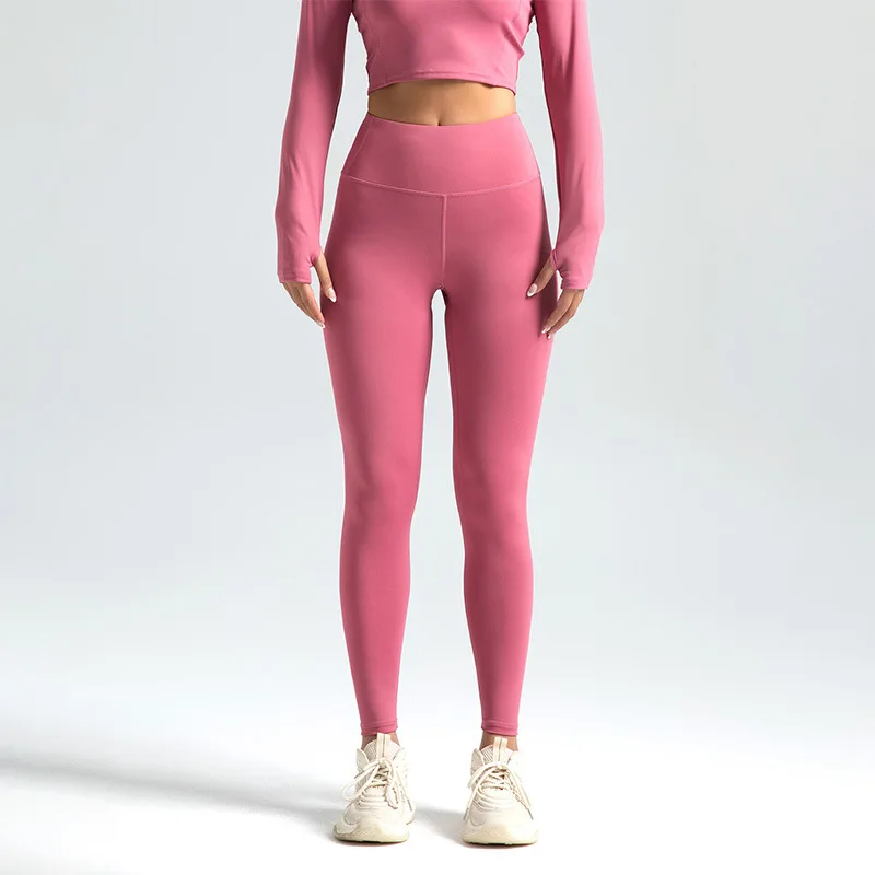 Gym trousers, nude yoga pants for women, peach-butt high-waisted hip-lifting sports fitness pants, belly-control tight yoga pant