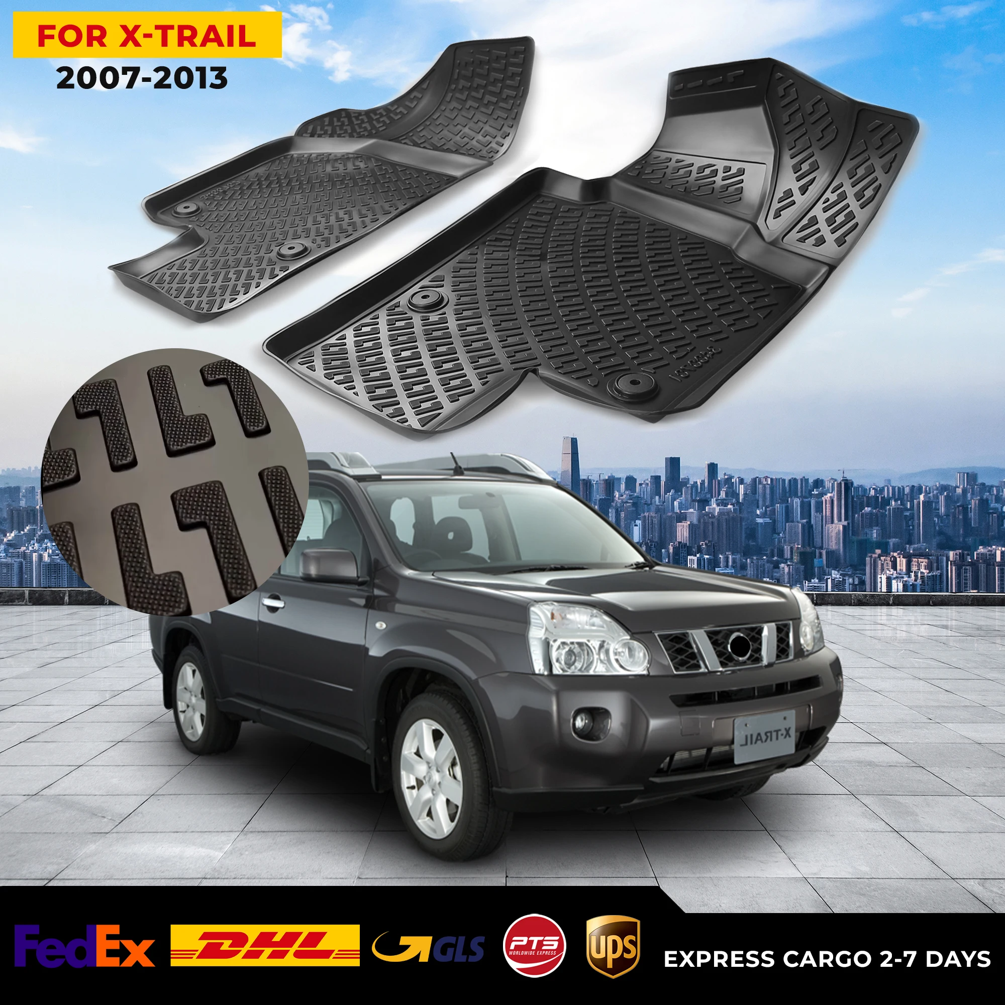 

3D Car Floor Liner For Nissan Xtrail 2007-2013 Waterproof Special Foot Pad Fully Surrounded Mat Accessories Rugs Non-slip