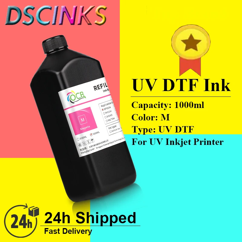 White KCMY UV-DTF Ink 1000ml Compatible with Epson PrintHead UV Inkjet Printer Black Cyan Magenta Yellow 1Liter each Pack