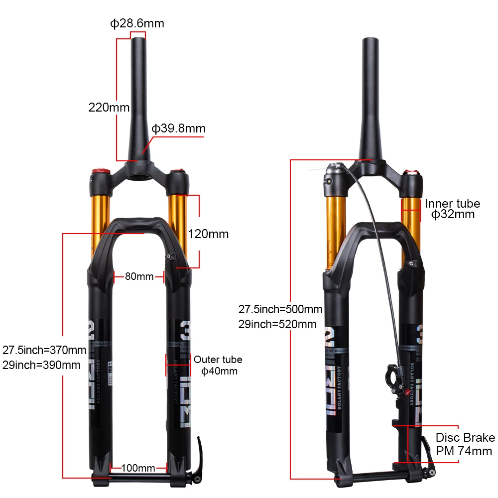Вилка BOLANY MTB через ось с регулировкой отскока, усиленная вилка, подвеска 15*100 мм, 15*110 мм, 29 дюймов, конический шток, горный велосипед