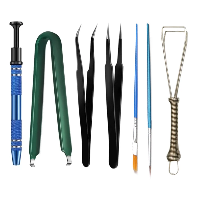 7 Pcs Tastiera Meccanica Keycap Switch Tool Kit Metal Puller Remover Switch Stem Holder Lubrificante Brush Penna Di Lubrificazione