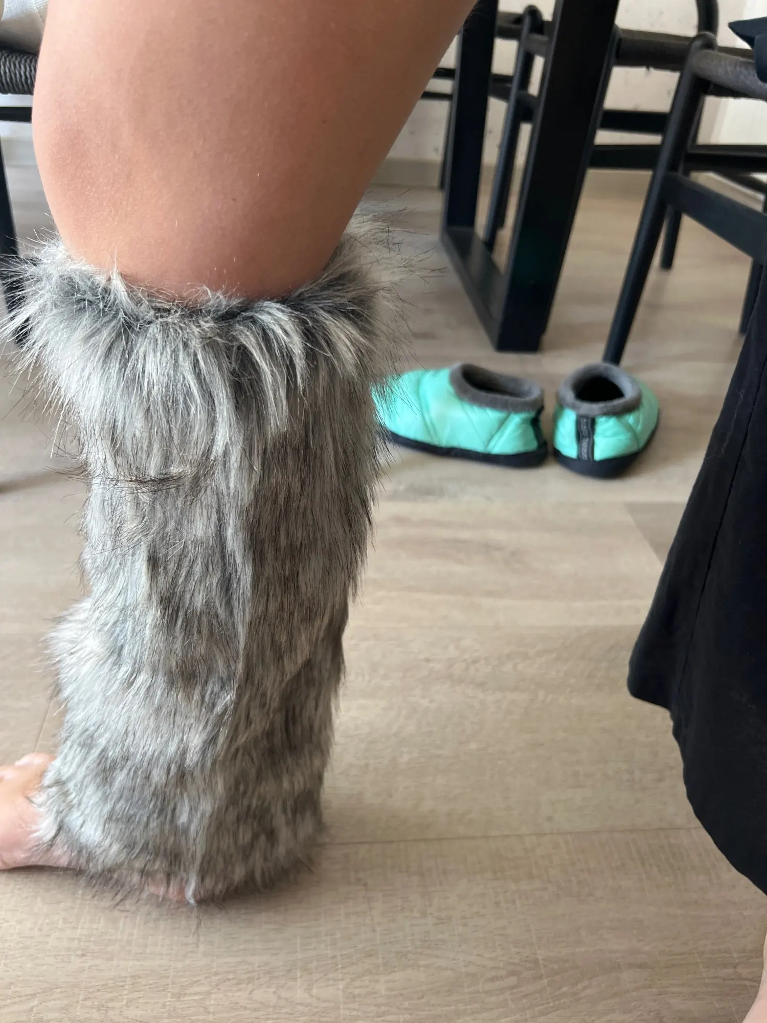 Gray Gradient Faux Fur Y2K Leg Warmers