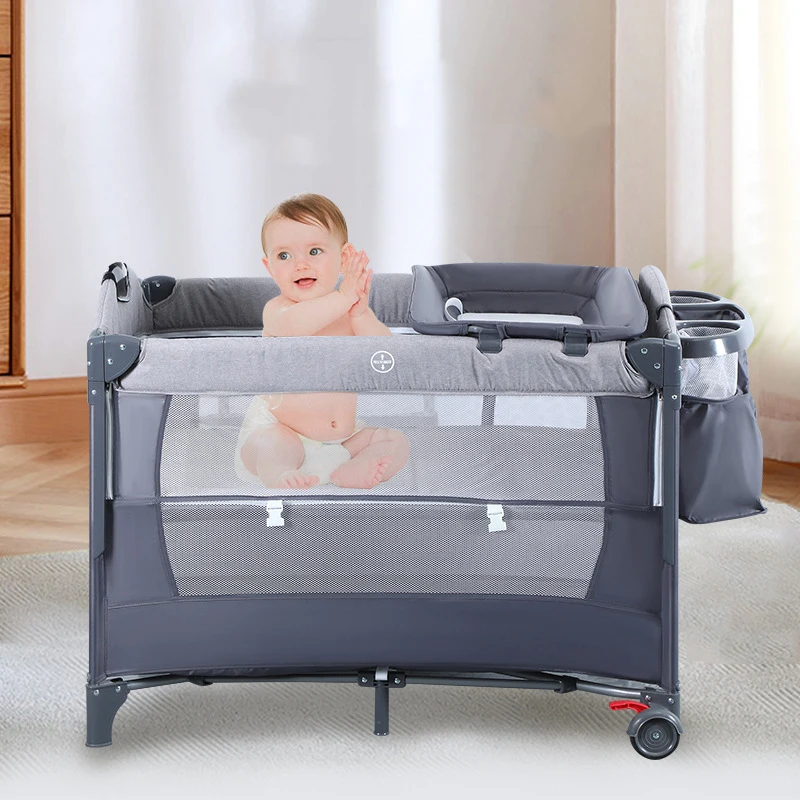 Modern cheaps Newborn cot portable infant bedside sleeper foldable playpen black gray baby bed crib bassinet for 0-3 years baby Aac2a5adb0afb40eeba6374f105fcedb3U