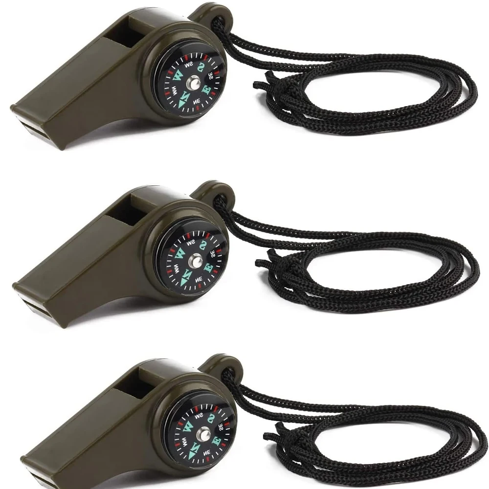 Outdoor multi-function three-in-one whistle life-saving whistle with compass thermometer competition referee