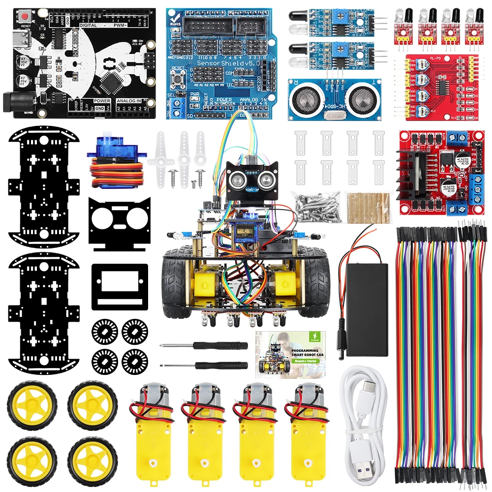 ערכות אוטומציה של רכב רובוט חכם עבור arduino מקצועי ערכת שלם לתכנות רובוטית