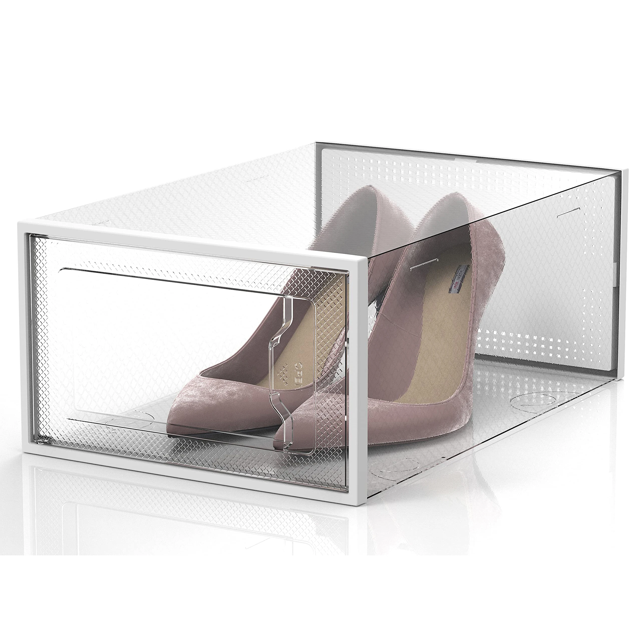 Shoe Box Stackable 4pcs, Shoe Box Clear Shoe Storage Box Foldable (hs)