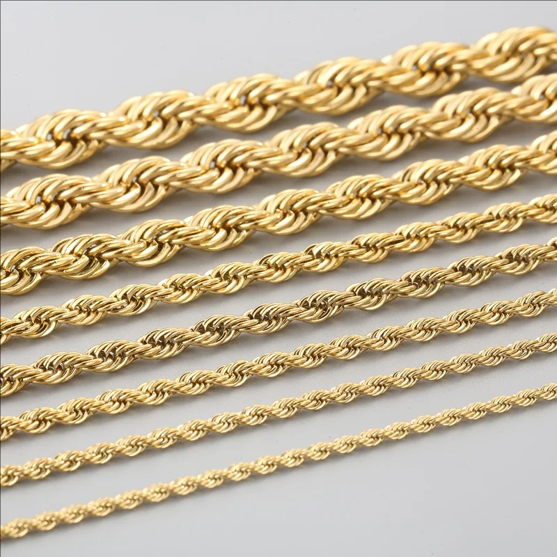 Collana In Corda Intrecciata Bicolore Acciaio Inox - 53 Cm - Oro E Argento - Unisex, Resistente All'acqua
