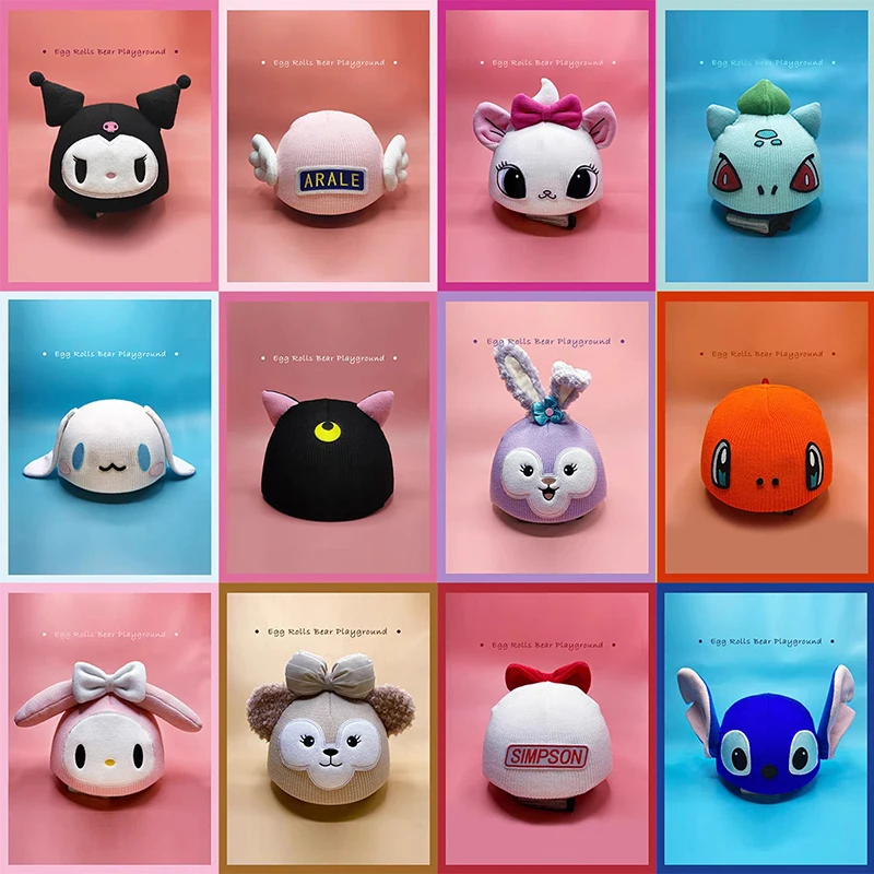 

Cartoon Ski Helmet Cover Cap Cute Decorated Skiing Helmets Knit Cover Hat for Bicycle Ski Paraglider Sports for Kids & Adults