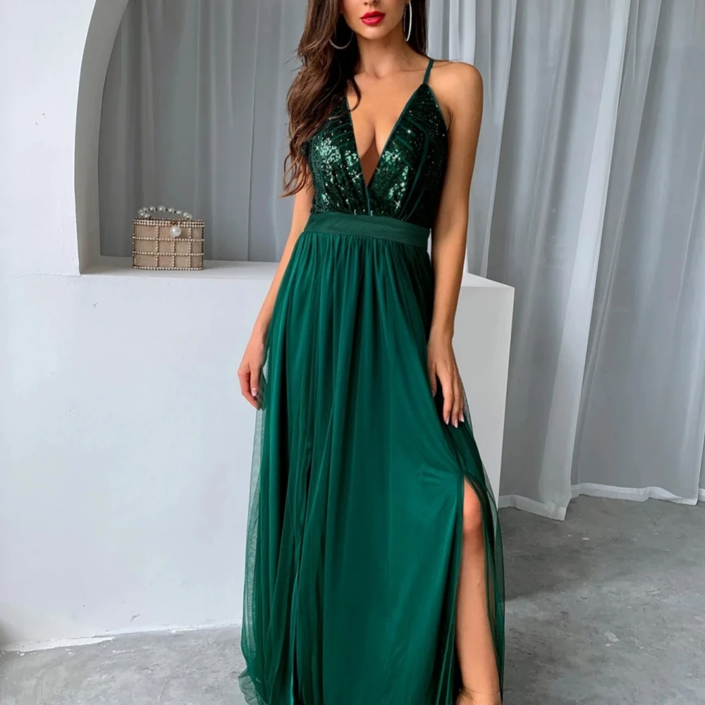 

Simple Tulle Prom Dresses V-Neck Sleeveless Customized Formal Occasion Evening Dress Spaghetti Straps Wedding Party Gowns