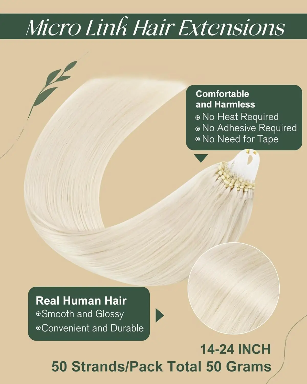 Ugeat Micro Loop Human Hair Extensions 14-24 Inch 1g/set Balayege Color Remy Hair Extension Salon Quality Fusion Pre Bonded