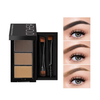 Ocheal 3Color Eyebrow Powder Black Brown Lift Eyebrow Professional Waterproof Cosmetic Eye Shadow Palette with Brush 1