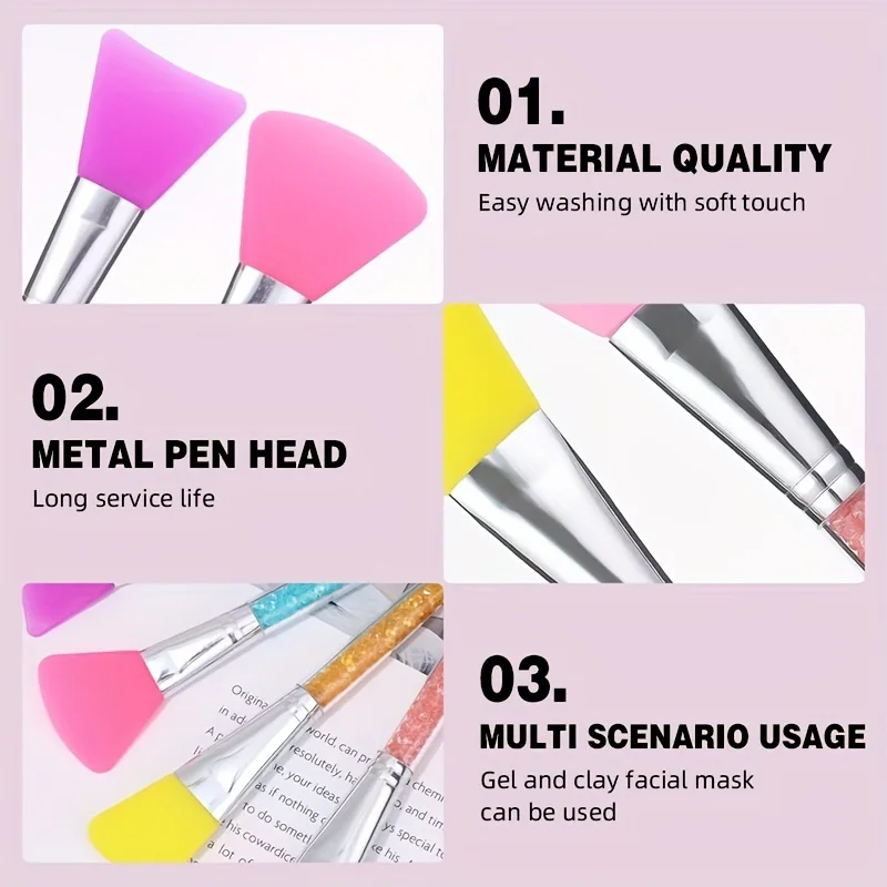 Silicone mask brush soft head rhinestone rod makeup brush beauty soft film film adjusting stick 2pcs makeup brush set makeup brush