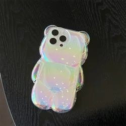 Kawaii Laser Bear Shockproof Phone Case - Cute Cartoon Design Cover - iPhone 12 Pro (TR130 - 1)