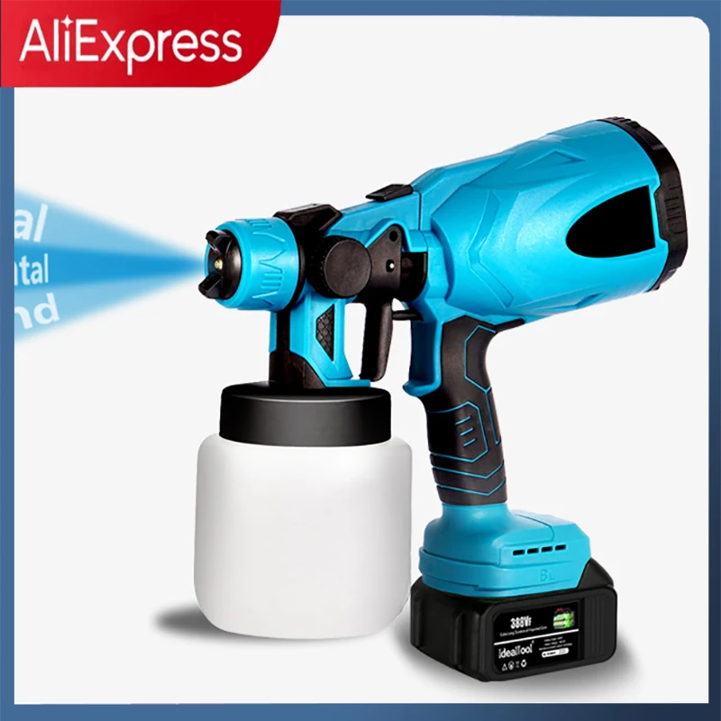 800MLElectricSprayGunCordlessPaintSprayerAutoFurnitureSteel